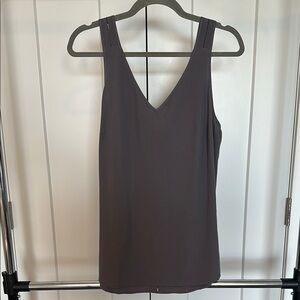 Athleta Charcoal/purple V Neck Tank Top